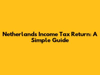 Netherlands Income Tax Return: A Simple Guide