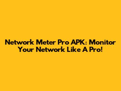 Network Meter Pro APK: Monitor Your Network Like A Pro!