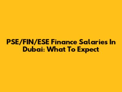 PSE/FIN/ESE Finance Salaries In Dubai: What To Expect