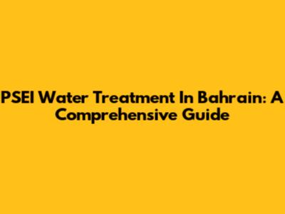 PSEI Water Treatment In Bahrain: A Comprehensive Guide