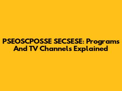 PSEOSCPOSSE SECSESE: Programs And TV Channels Explained