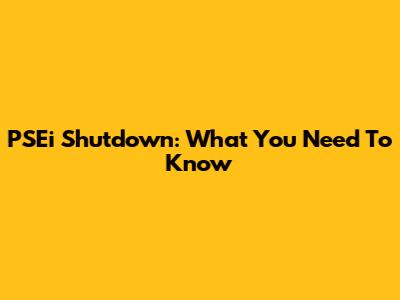 PSEi Shutdown: What You Need To Know