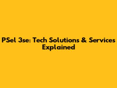 PSel 3se: Tech Solutions & Services Explained