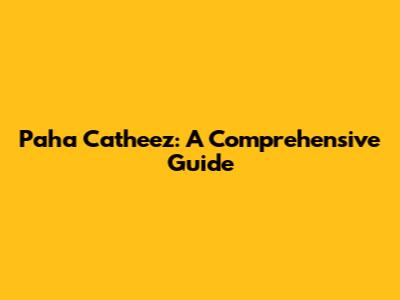Paha Catheez: A Comprehensive Guide