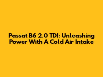 Passat B6 2.0 TDI: Unleashing Power With A Cold Air Intake