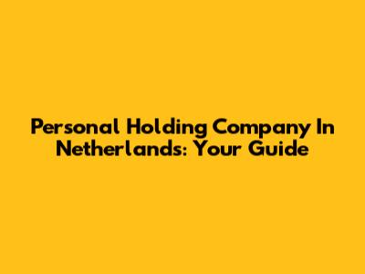 Personal Holding Company In Netherlands: Your Guide