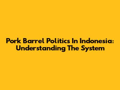 Pork Barrel Politics In Indonesia: Understanding The System