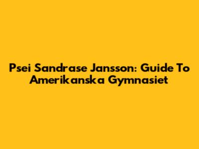 Psei Sandrase Jansson: Guide To Amerikanska Gymnasiet