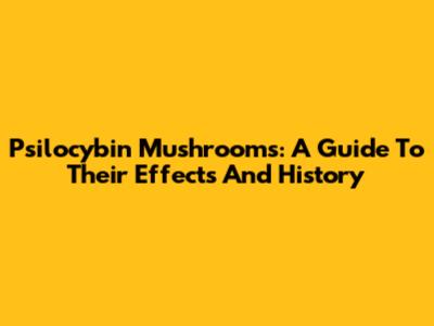 Psilocybin Mushrooms: A Guide To Their Effects And History