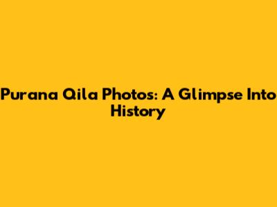 Purana Qila Photos: A Glimpse Into History