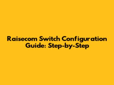 Raisecom Switch Configuration Guide: Step-by-Step