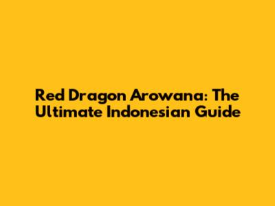 Red Dragon Arowana: The Ultimate Indonesian Guide