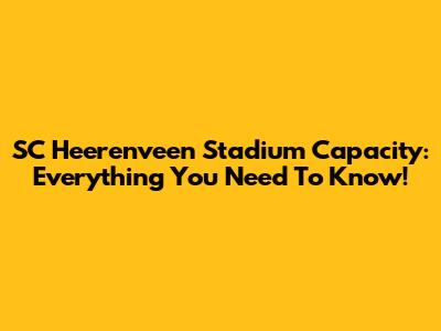 SC Heerenveen Stadium Capacity: Everything You Need To Know!