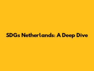 SDGs Netherlands: A Deep Dive