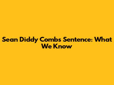 Sean 'Diddy' Combs Sentence: What We Know
