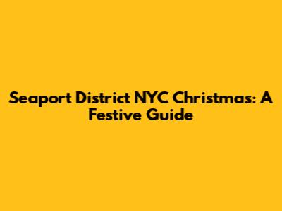 Seaport District NYC Christmas: A Festive Guide