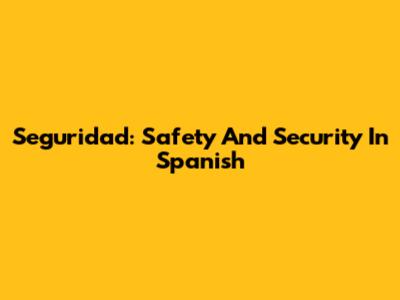 Seguridad: Safety And Security In Spanish