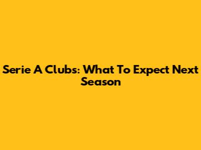 Serie A Clubs: What To Expect Next Season