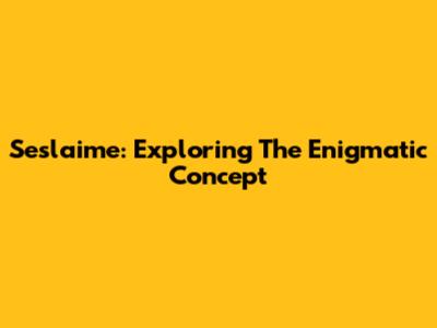 Seslaime: Exploring The Enigmatic Concept