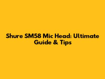 Shure SM58 Mic Head: Ultimate Guide & Tips