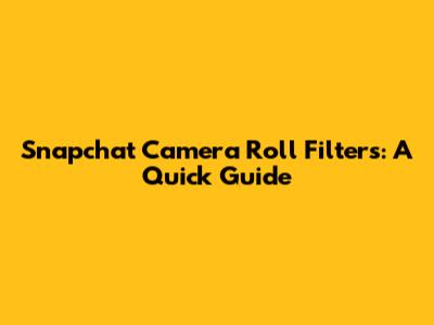 Snapchat Camera Roll Filters: A Quick Guide