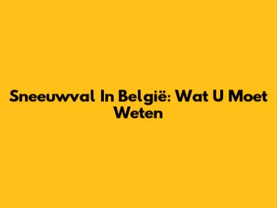 Sneeuwval In België: Wat U Moet Weten