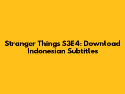 Stranger Things S3E4: Download Indonesian Subtitles