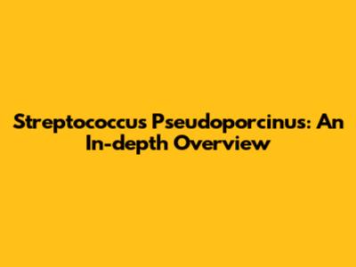 Streptococcus Pseudoporcinus: An In-depth Overview
