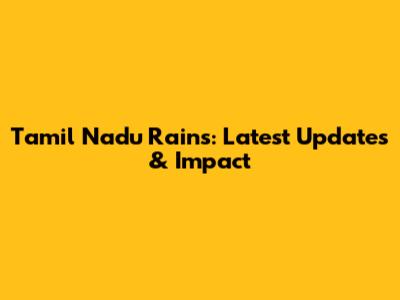 Tamil Nadu Rains: Latest Updates & Impact