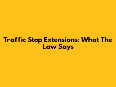 Traffic Stop Extensions: What The Law Says