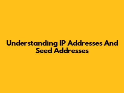 Understanding IP Addresses And Seed Addresses