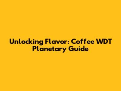 Unlocking Flavor: Coffee WDT Planetary Guide
