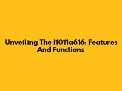 Unveiling The I1011a616: Features And Functions