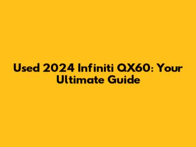 Used 2024 Infiniti QX60: Your Ultimate Guide