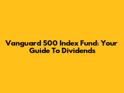 Vanguard 500 Index Fund: Your Guide To Dividends