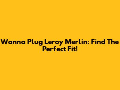 Wanna Plug Leroy Merlin: Find The Perfect Fit!