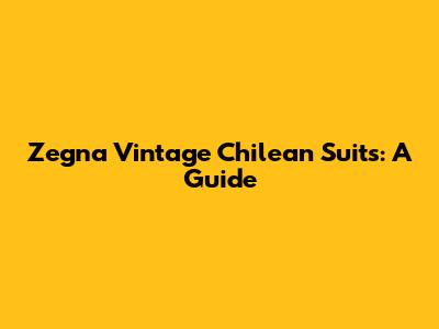 Zegna Vintage Chilean Suits: A Guide